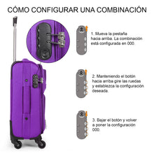 Cargar imagen en el visor de la galería, Juego de Maletas 3pcs Cabina, Mediana y Grande de Tela, Maleta Expandible- Lila