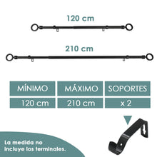 Cargar imagen en el visor de la galería, Barra De Cortinas Universal Extensible Metal Aro. Negro
