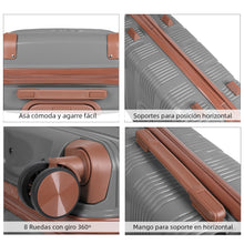 Cargar imagen en el visor de la galería, Maleta de Viaje de Cabina de Polipropileno, Ruedas Dobles 360º- Gris