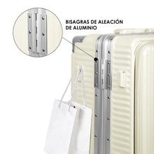 Cargar imagen en el visor de la galería, Juego de 3 Piezas de Maletas Multifunción con USB de Cabina, Grande y Neceser de Policarbonato y ABS- Hueso