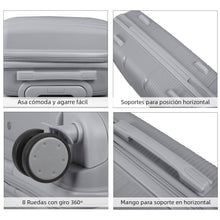 Cargar imagen en el visor de la galería, Juego de 4 Maletas de Viaje Neceser, Cabina, Mediana y Grande de Polipropileno- Gris