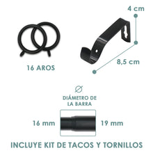 Cargar imagen en el visor de la galería, Barra De Cortinas Universal Extensible Metal Trenza. Negro