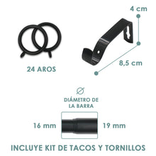 Cargar imagen en el visor de la galería, Barra De Cortinas Universal Extensible Metal Forma S- Negro