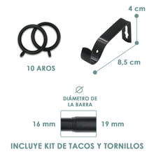 Cargar imagen en el visor de la galería, Barra De Cortinas Universal Extensible Metal Bola. Negro
