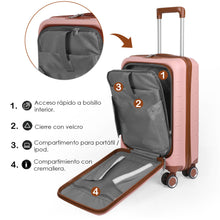 Cargar imagen en el visor de la galería, Maleta de Cabina 55x22x36cm de Polipropileno con Cerradura TSA - Rosa