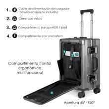 Cargar imagen en el visor de la galería, Maleta de Cabina con Neceser de Policarbonato y ABS con USB- Gris Oscuro