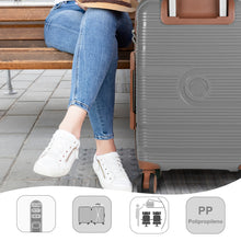 Cargar imagen en el visor de la galería, Maleta de Viaje de Cabina de Polipropileno, Ruedas Dobles 360º- Gris