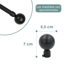 Cargar imagen en el visor de la galería, Barra De Cortinas Universal Extensible Metal Bola. Negro