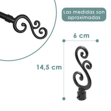 Cargar imagen en el visor de la galería, Barra De Cortinas Universal Extensible Metal Forma S- Negro