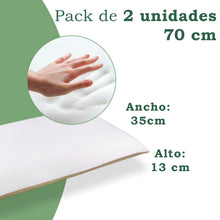 Cargar imagen en el visor de la galería, Almohada viscoelástica Suave y Relajante Aloe Vera Fresh 3D, Doble Cara- 70cm Pack 2