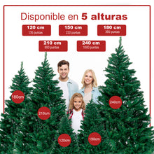 Cargar imagen en el visor de la galería, Árbol de Navidad Artificial Verde, Altura de 120/150/180/210/240cm, Árbol de PVC Ignifugo