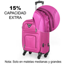 Cargar imagen en el visor de la galería, Juego de Maletas 3pcs Cabina, Mediana y Grande de Tela, Maleta Expandible- Rosa