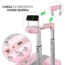 Cargar imagen en el visor de la galería, Maleta de Cabina de Policarbonato y ABS con USB- Rosa