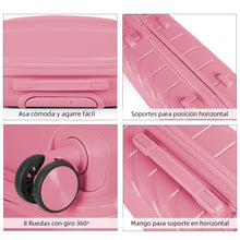 Cargar imagen en el visor de la galería, Maleta de Viaje de Cabina de Polipropileno, Resistente y Ruedas 360º- Rosa