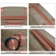 Cargar imagen en el visor de la galería, Maleta de Viaje de Cabina de Polipropileno, Ruedas Dobles 360º- Khaki Brown