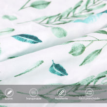 Cargar imagen en el visor de la galería, Juego Sábanas Estampadas de Verano y Entretiempo 100% Poliéster- Hojas Verde