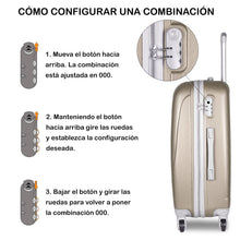 Cargar imagen en el visor de la galería, Juego de 3 Maletas de Viaje Cabina, Mediana y Grande de ABS - Champange