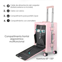 Cargar imagen en el visor de la galería, Maleta de Cabina de Policarbonato y ABS con USB- Rosa