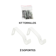 Cargar imagen en el visor de la galería, Barra de Cortina Fija con Soportes y Tapas de Plástico- Blanco