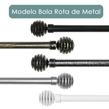 Cargar imagen en el visor de la galería, Barra De Cortinas Universal Extensible Metal Bola Rota. Negro
