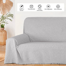Cargar imagen en el visor de la galería, Colcha Plaid Multiusos, Jarapas para Sofá- Rayas Gris Claro