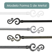 Cargar imagen en el visor de la galería, Barra De Cortinas Universal Extensible Metal Forma S- Negro