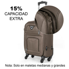 Cargar imagen en el visor de la galería, Juego de Maletas 3pcs Cabina, Mediana y Grande de Tela, Maleta Expandible- Marrón