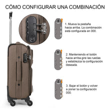 Cargar imagen en el visor de la galería, Juego de Maletas 3pcs Cabina, Mediana y Grande de Tela, Maleta Expandible- Marrón