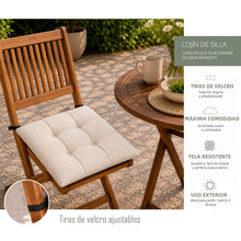 Cargar imagen en el visor de la galería, Cojines para Silla de 40x40x8cm Acolchados con Cintas de Sujeción Antideslizantes- Beige