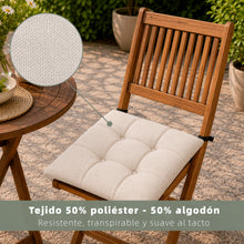 Cargar imagen en el visor de la galería, Cojines para Silla de 40x40x8cm Acolchados con Cintas de Sujeción Antideslizantes- Beige