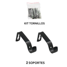 Cargar imagen en el visor de la galería, Barra de Cortina Fija con Soportes y Tapas de Plástico- Negro