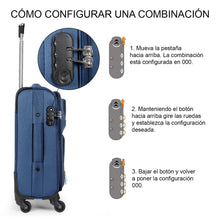 Cargar imagen en el visor de la galería, Juego de Maletas 3pcs Cabina, Mediana y Grande de Tela, Maleta Expandible- Azul Marino