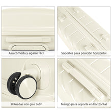 Cargar imagen en el visor de la galería, Maleta de Viaje de Cabina de Polipropileno, Resistente y Ruedas 360º- Hueso