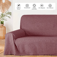 Cargar imagen en el visor de la galería, Colcha Plaid Multiusos, Jarapas para Sofá- Rayas Granate