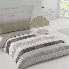 Cargar imagen en el visor de la galería, Juego de Funda Nórdica, 3 Piezas Cremallera Oculta - Círculos Marrón