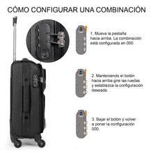 Cargar imagen en el visor de la galería, Juego de Maletas 3pcs Cabina, Mediana y Grande de Tela, Maleta Expandible- Negro