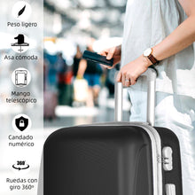 Cargar imagen en el visor de la galería, Juego de 3 Maletas de Viaje Cabina, Mediana y Grande de ABS -Negro