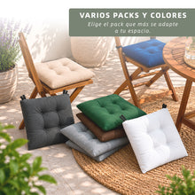 Cargar imagen en el visor de la galería, Cojines para Silla de 40x40x8cm Acolchados con Cintas de Sujeción Antideslizantes- Marrón