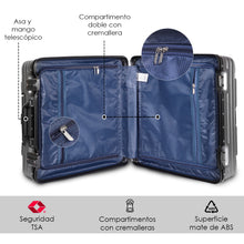 Cargar imagen en el visor de la galería, Maleta de Cabina con Ruedas para Viaje de Negocios, Piloto- Negro