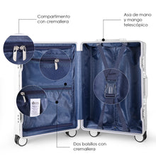 Cargar imagen en el visor de la galería, Juego de 3 Piezas de Maletas Multifunción con USB de Cabina, Grande y Neceser de Policarbonato y ABS- Negro