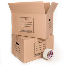 Cargar imagen en el visor de la galería, Pack 10/20 Cajas de Cartón+Precinto para Mudanzas y Almacenaje-55x35x35CM 67Litros