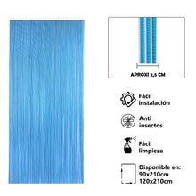 Cargar imagen en el visor de la galería, Cortina para Puerta Tiras PVC. Medidas 210x90cm - Modelo Tosca. Color Azul con Filo Blanco P11