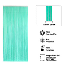 Cargar imagen en el visor de la galería, Cortina para Puerta Tiras PVC 210x120cm - Modelo Tosca. Color Verde con Filo Blanco P12