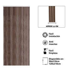 Cargar imagen en el visor de la galería, Cortina para puerta de tiras de PVC, modelo tosca en color marrón con filo Transparente. Tiras de aproximadamente 2,5 centímetros de ancho.