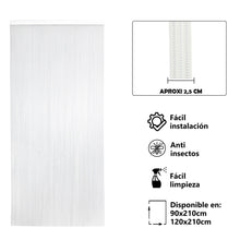Cargar imagen en el visor de la galería, Cortina para Puerta Tiras PVC - Modelo Tosca - Transparente con Filo Blanco