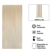 Cargar imagen en el visor de la galería, Cortina para Puerta Tiras PVC. Modelo Tosca. Color Beige con Filo Marron