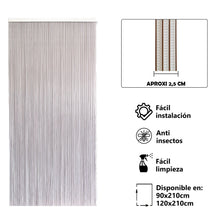 Cargar imagen en el visor de la galería, Cortina para Puerta Tiras PVC 210x120cm - Modelo Tosca - Transparente con Filo Marrón