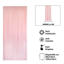 Cargar imagen en el visor de la galería, Cortina para puerta de tiras de PVC modelo Tosca en color transparente con filo en color salmon
