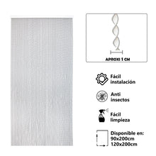 Cargar imagen en el visor de la galería, Cortina para Puerta Tiras PVC - Modelo Espiral Blanco con Filo Gris
