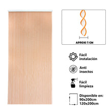 Cargar imagen en el visor de la galería, Cortina para Puerta Tiras - Modelo Espiral. Color Blanco con Filo Amarillo R4